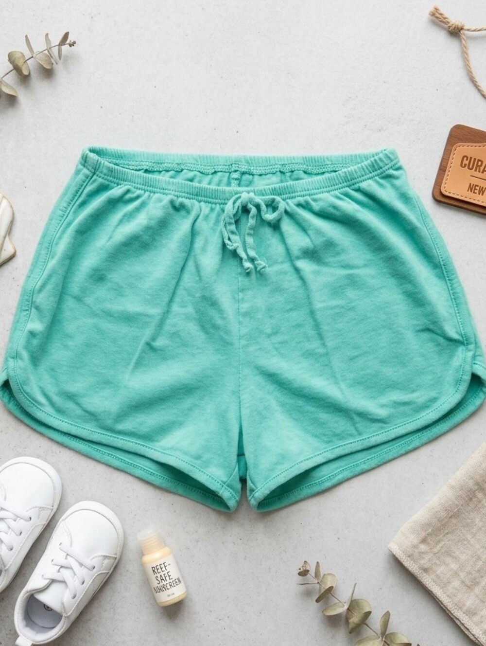 Art Class Girls Mint Green Retro Knit Dolphin Shorts Elastic Drawstring